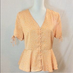 Who What Wear Light Orange Peplum Top